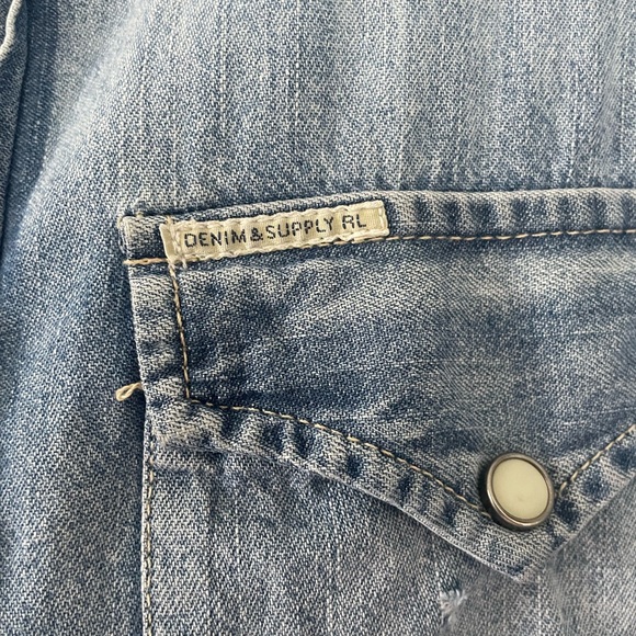 Ralph Lauren Denim & Supply Blue Denim Shirt with Pearl Snaps - Picture 7 of 8